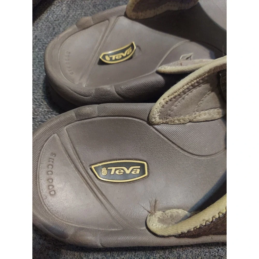 Teva Mens 8 Suede Thong Flip Flops Sandals Outdoor Toe Post Leather Brown Pool